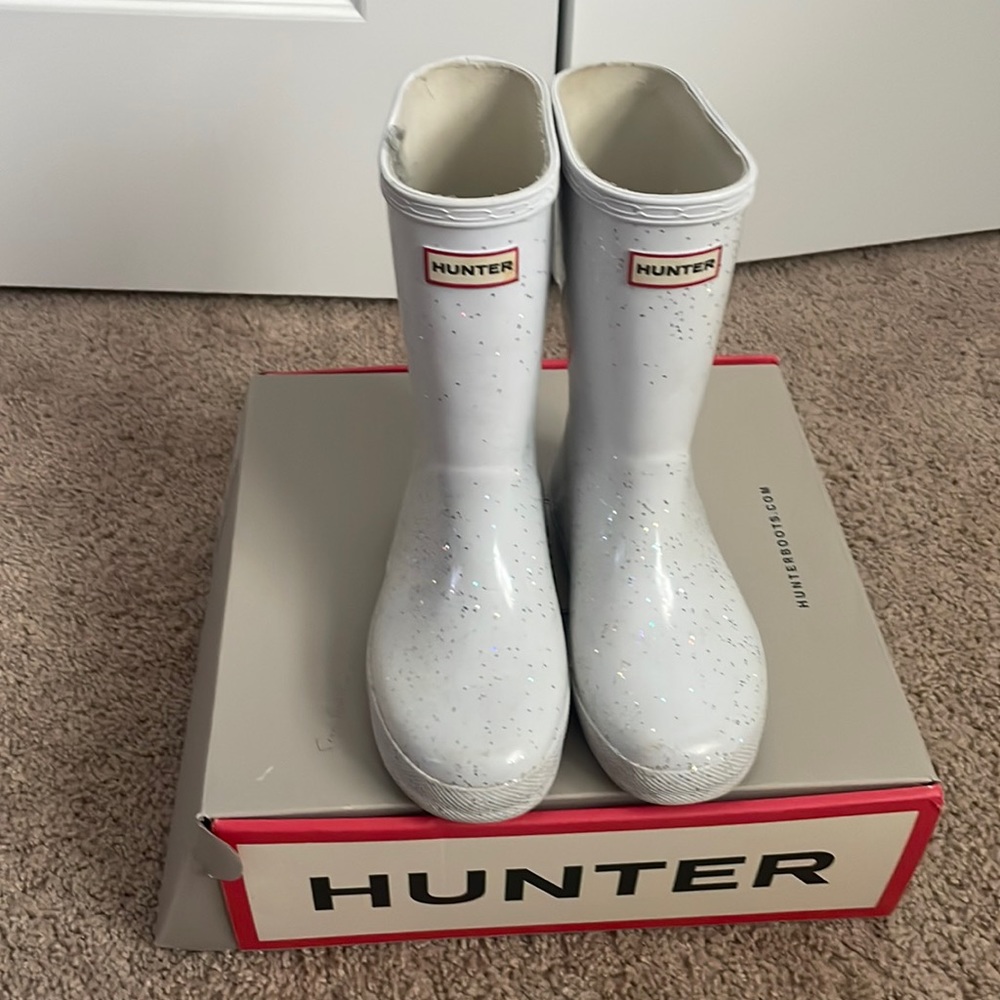 White with glitter rain boots